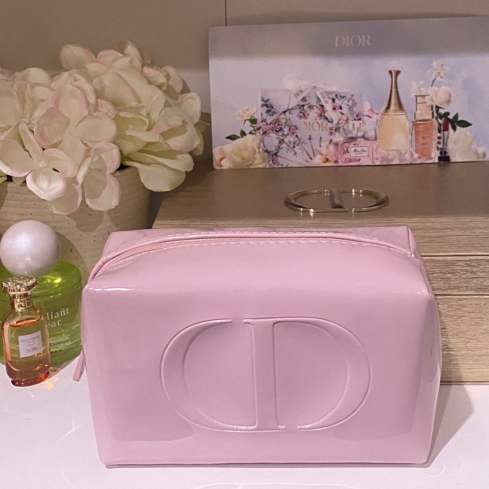 Dior Light Pink Patent CD Embossed Cosmetic Pouch